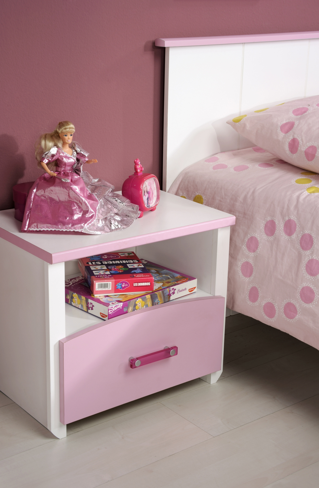 2-teiliges Kinderzimmer - weiß-rosa - Holz
