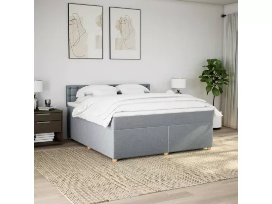 Sommier à lattes de lit avec matelas Gris clair 180x200cm Tissu