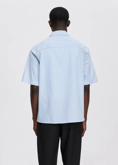 Poplin overhemd met korte mouwen blauw (BLW.L)