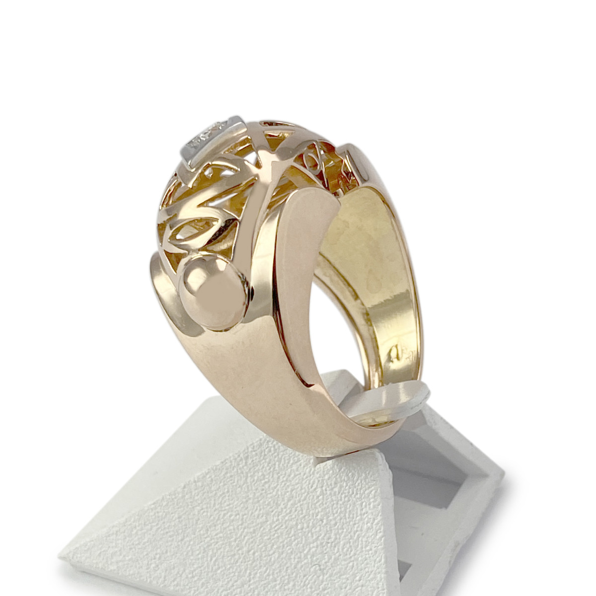 Bague d'occasion or 750 jaune et platine diamant