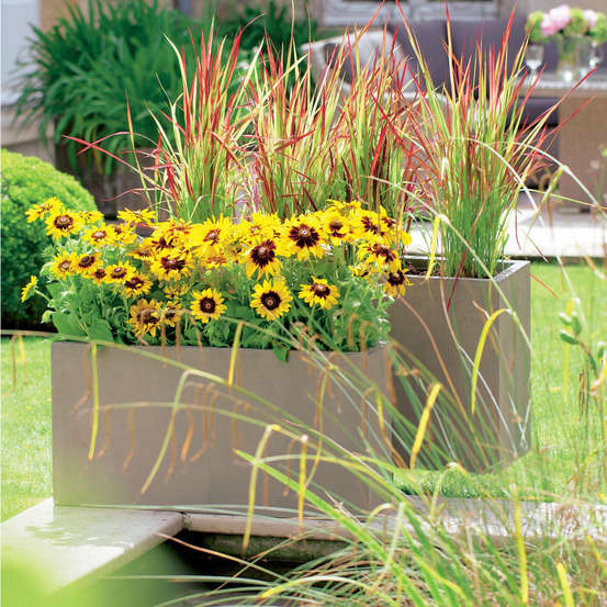 Jardinière urban en fibre de verre et poudre de pierre gris - 99x31x49