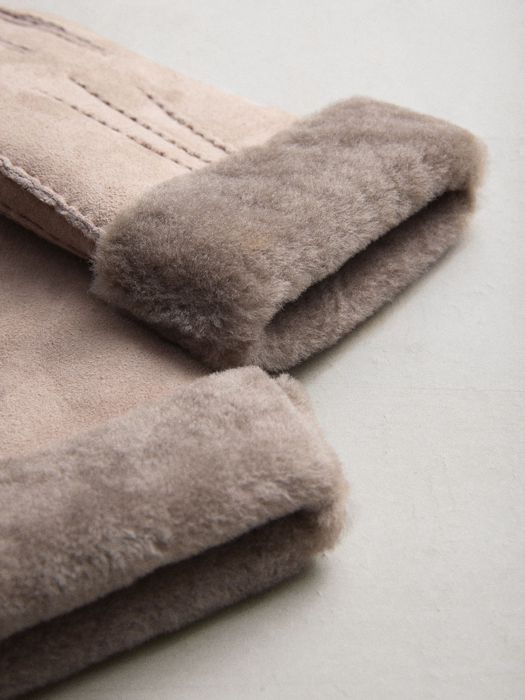 Nertsgrijs/bruin - N. Premium leren handschoenen van schapenvacht