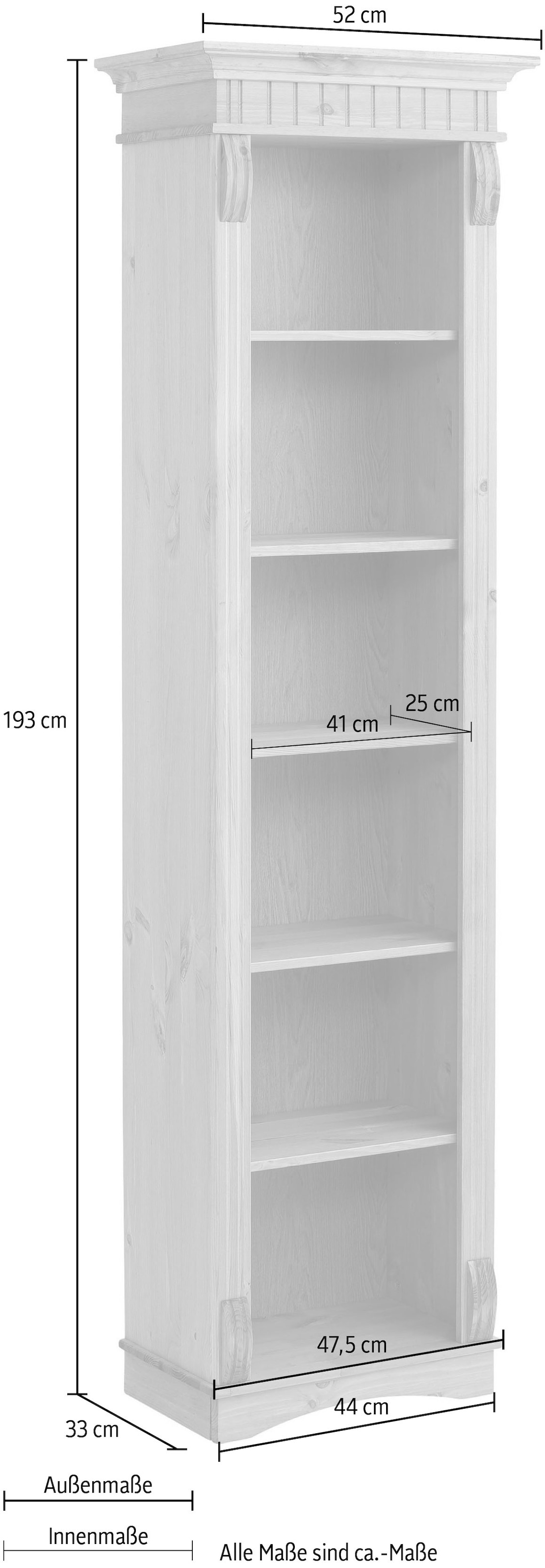 Home affaire Standregal »Teresa« Masse (B/T/H): 52/33/193 cm,  Höhe 193 cm, aus massiver Kiefer, FSC®