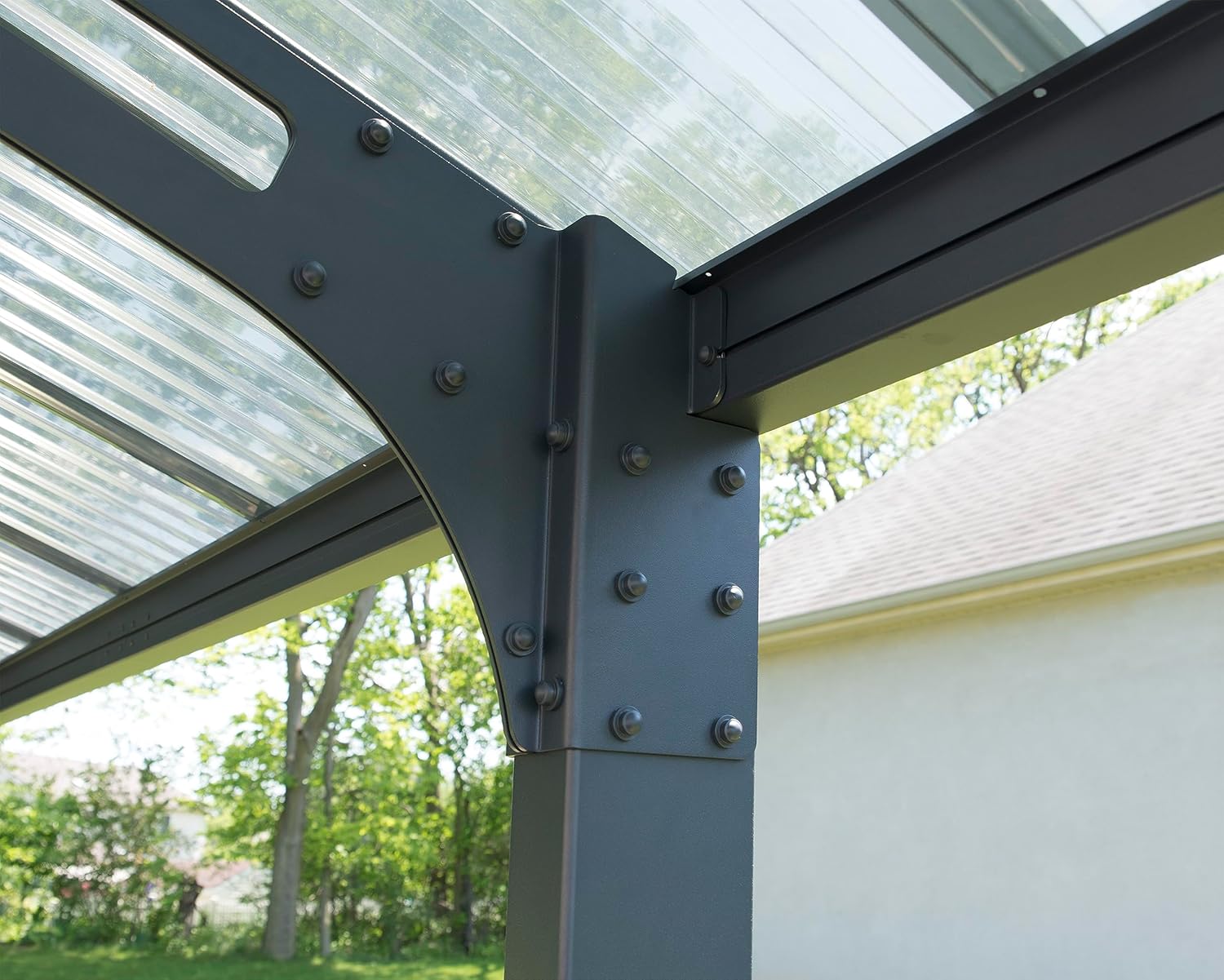 Canopia by Palram Carport Bausatz Arizona Wave 495 x 289cm Einzelcarport Polycarbonat in Anthrazit für PKW aus rostfreiem Aluminium