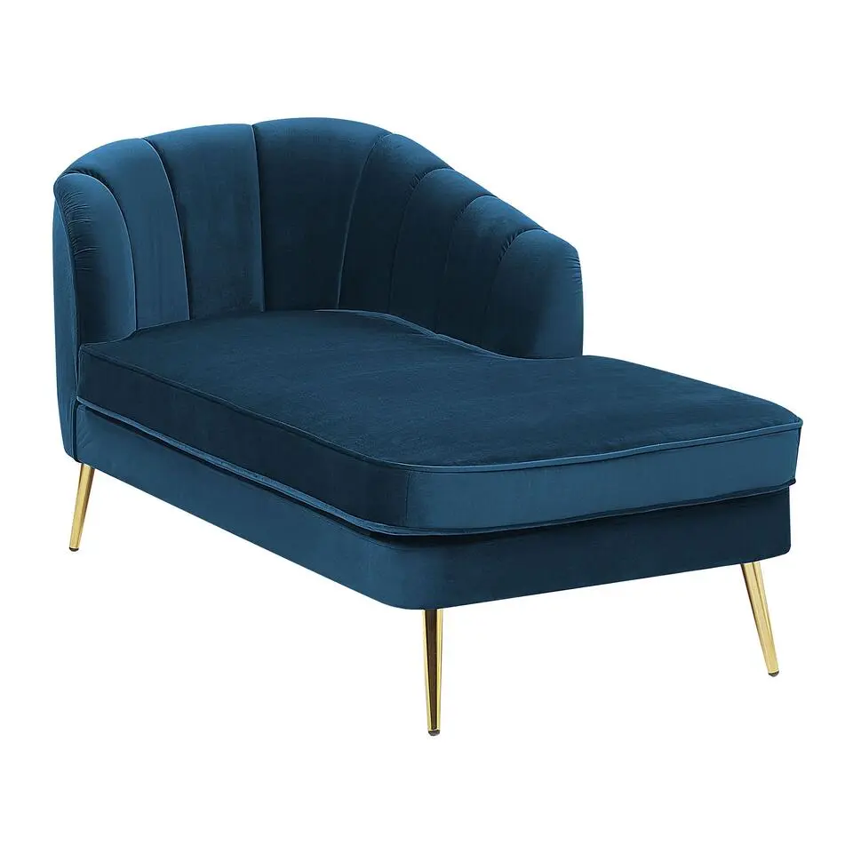 ALLIER - Chaise longue - Blauw - Linkerzijde - Fluweel