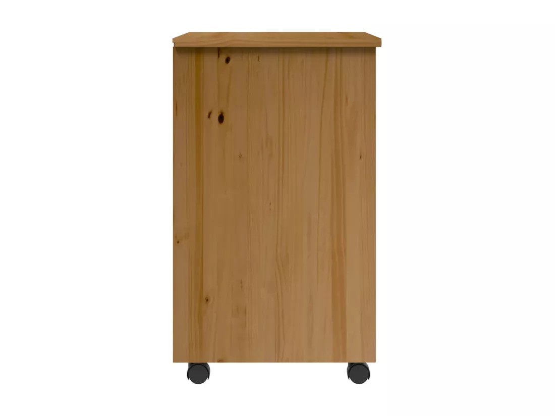 Armoire roulante avec tiroirs MOSS bois de pin marron miel