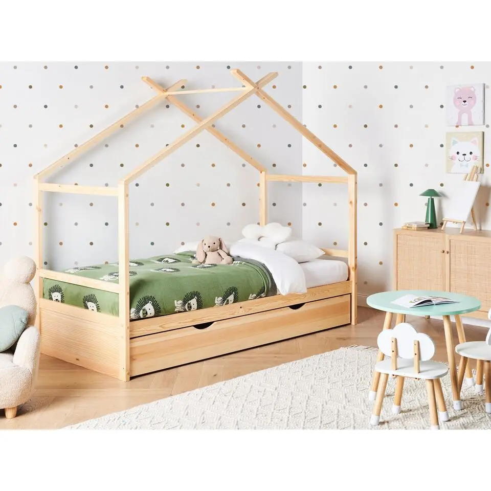 ORGEVAL - Daybed voor kinderen - Lichtbruin - 90 x 200 cm - Grenenhout