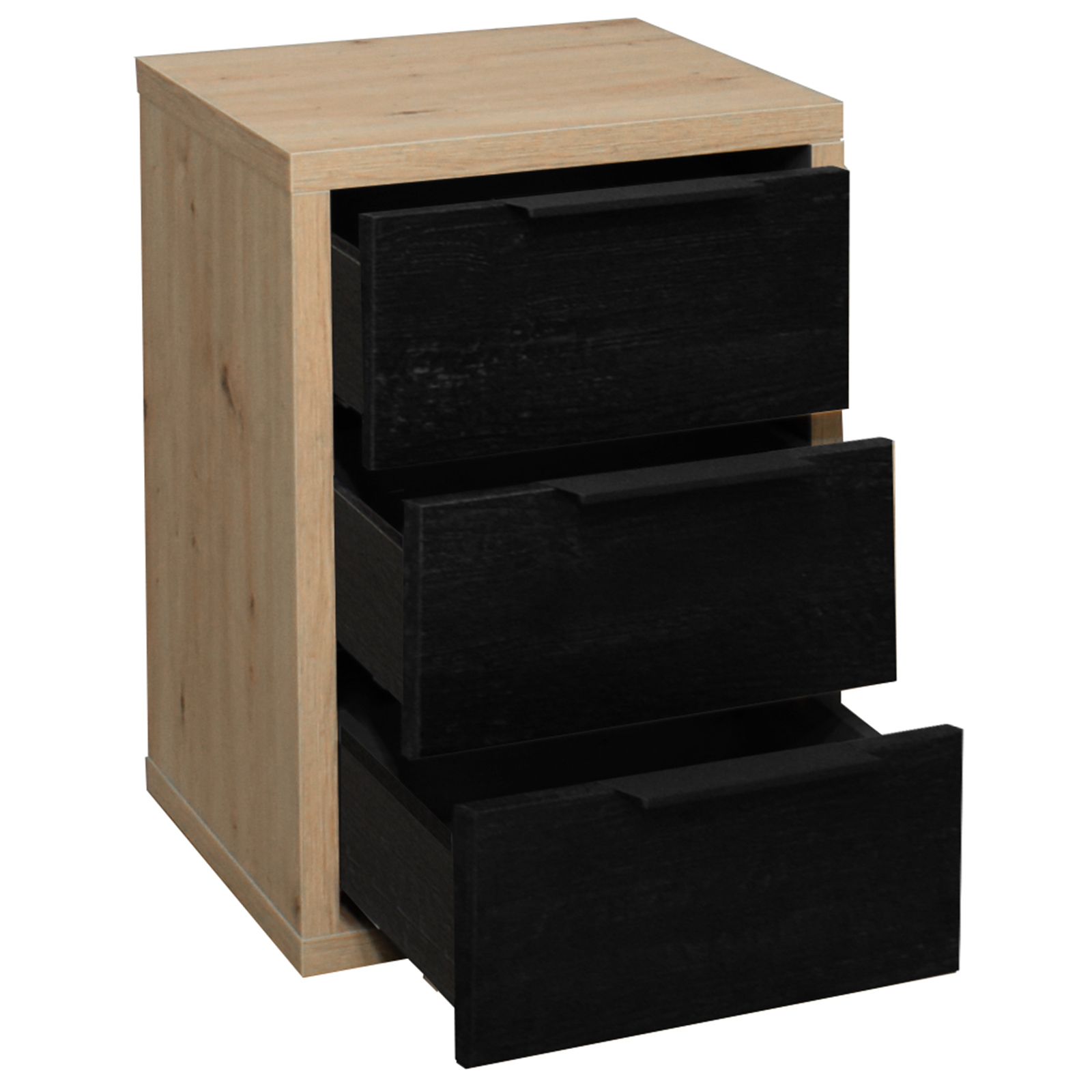 Kommode - Artisan Eiche - Flamed Wood black - 3 Schubkästen