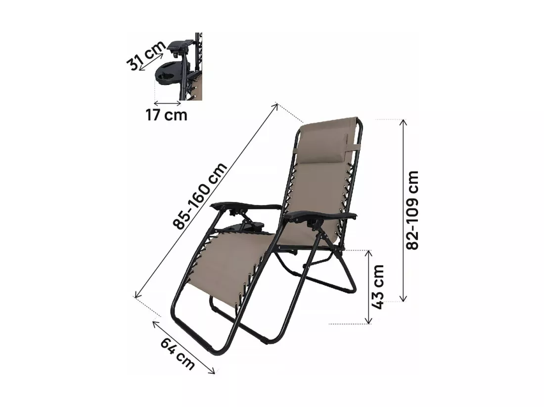 Lot de 2 Fauteuils de jardin inclinable zéro gravité 