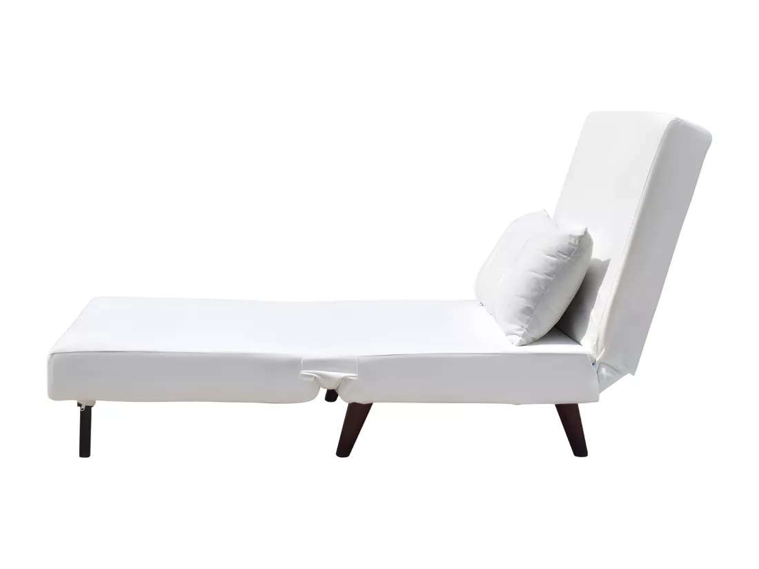 Fauteuil convertible lit 1 place velours blanc 80x90x84 cm lit 80x190x28 cm