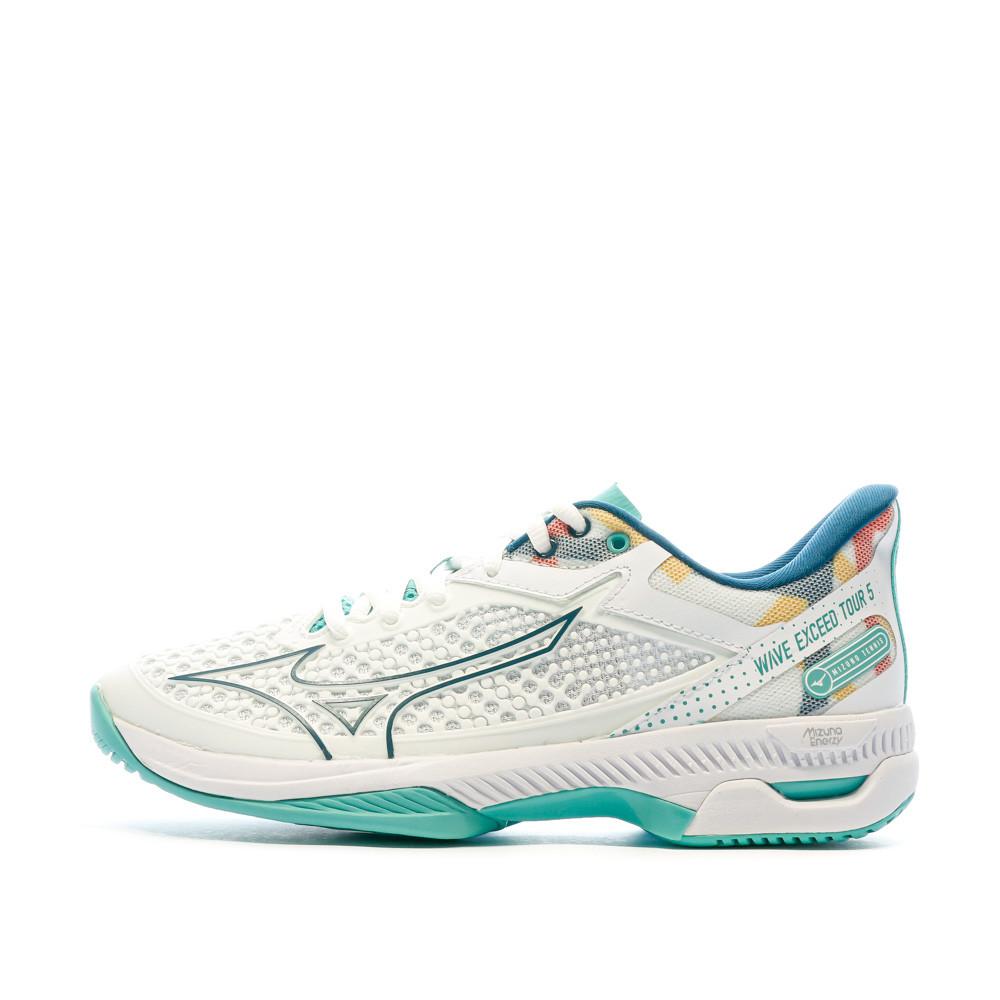 Mizuno Chaussures de Tennis Blanches/Bleu Femme Mizuno Exceed Tour