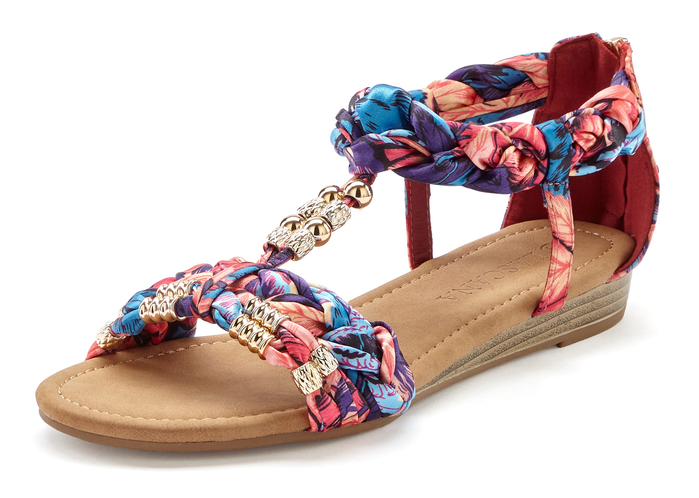 LASCANA Sandale »Sommerschuh, Pantolette, offener Schuh, Sandalette,«  mit raffinierten Riemchen und Verzierung VEGAN