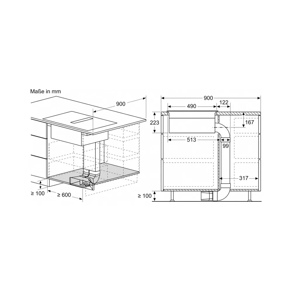 Bosch PXX875D67E Induktionskochfeld mit Designrahmen und integriertem Dunstabzug 80cm