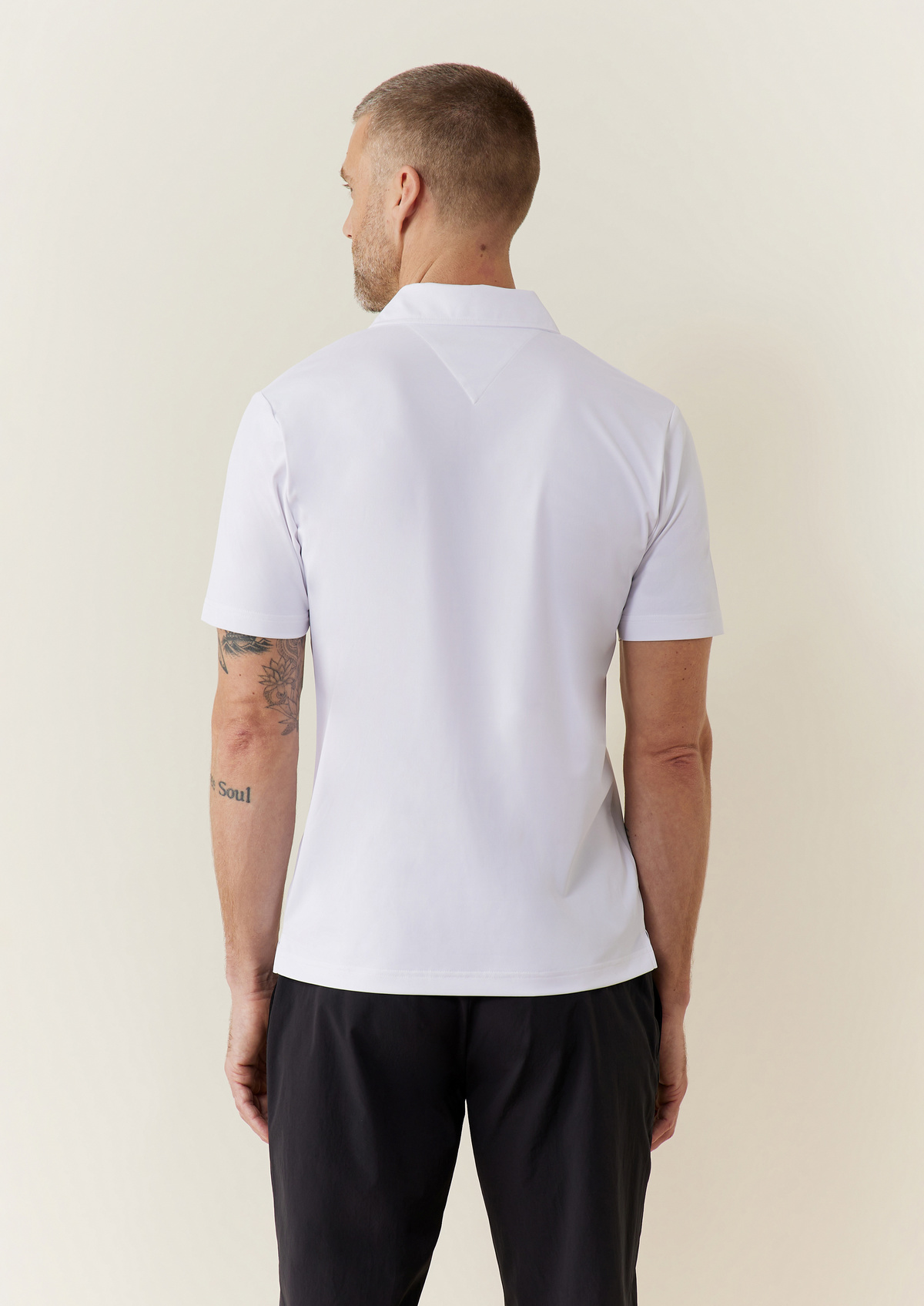Polo Passionné en polyester recyclé stretch uni blanc