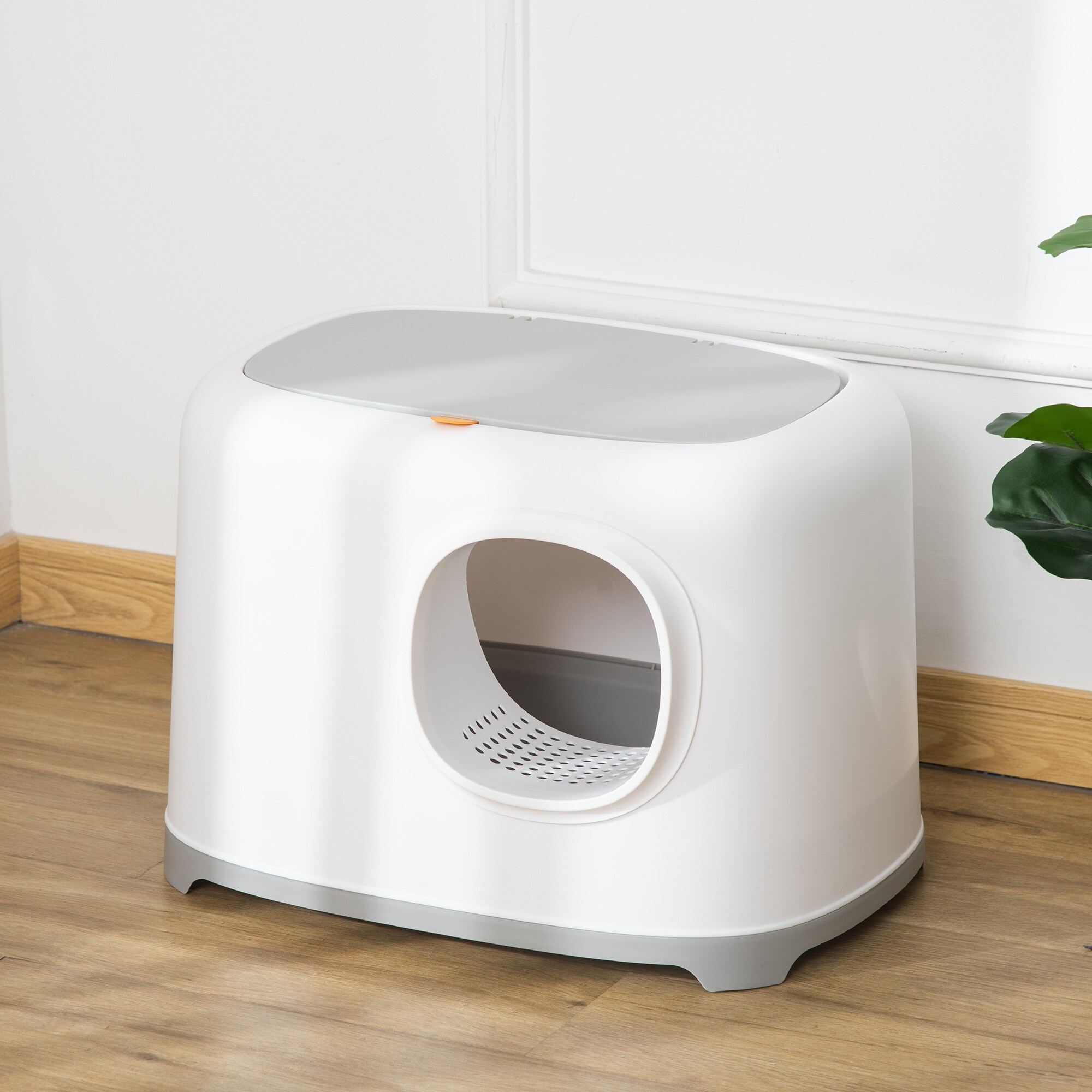 PawHut Katzentoilette mit kompaktem Design bunt 55L x 40B x 39H cm