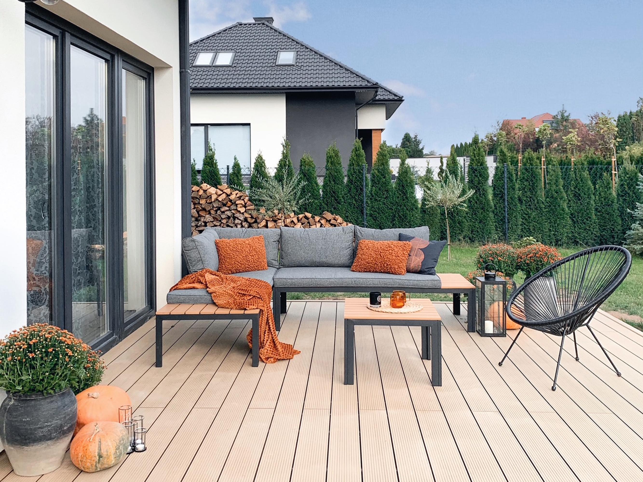 Tuin hoekloungeset met tafel 4-zits PIENZA II rechtszijdig modulair Grijs