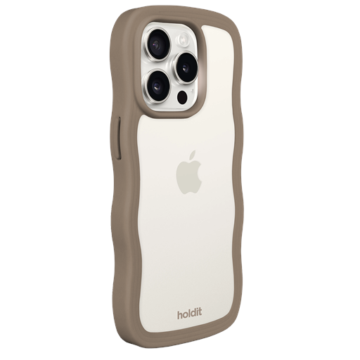 holdit Iphone 14 Pro Transparent Wavy Cover, Mocha Brown/Transparent