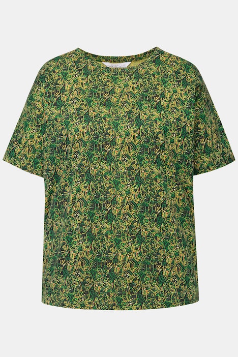 T-Shirt, Rundhals, kleiner Paisley Print
