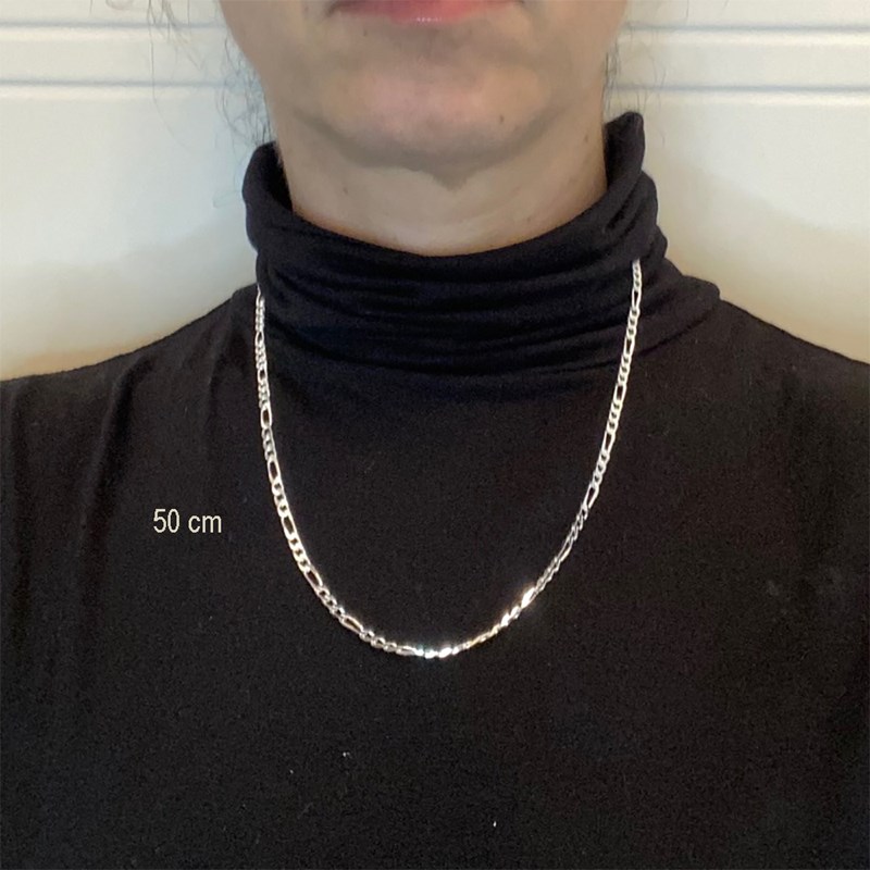 Chaine maillon de cheval argent massif 50 cm, 1 grand maillon-3 petits maillons