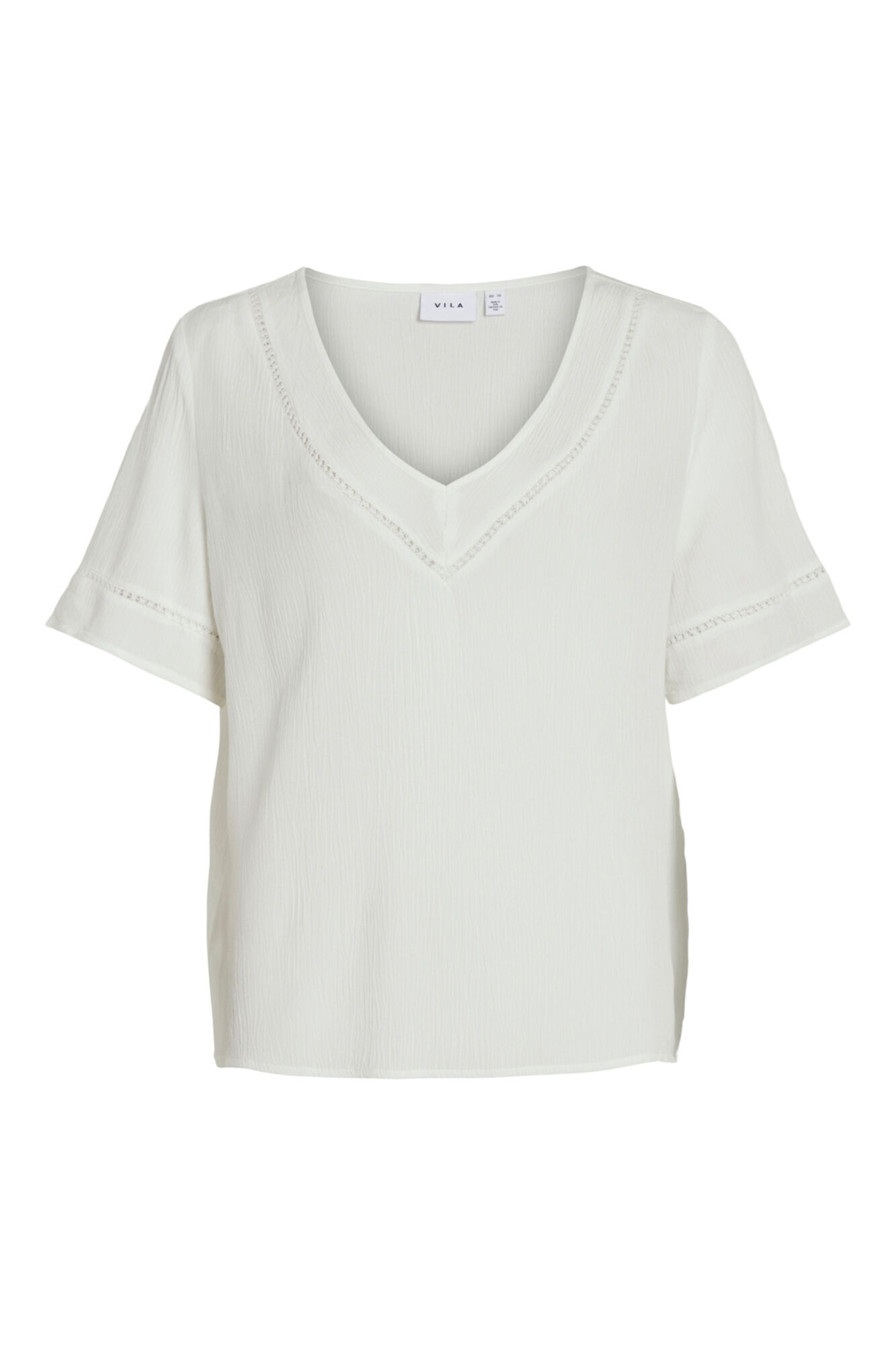 Camiseta feminina de manga curta com detalhes vazados - Branca