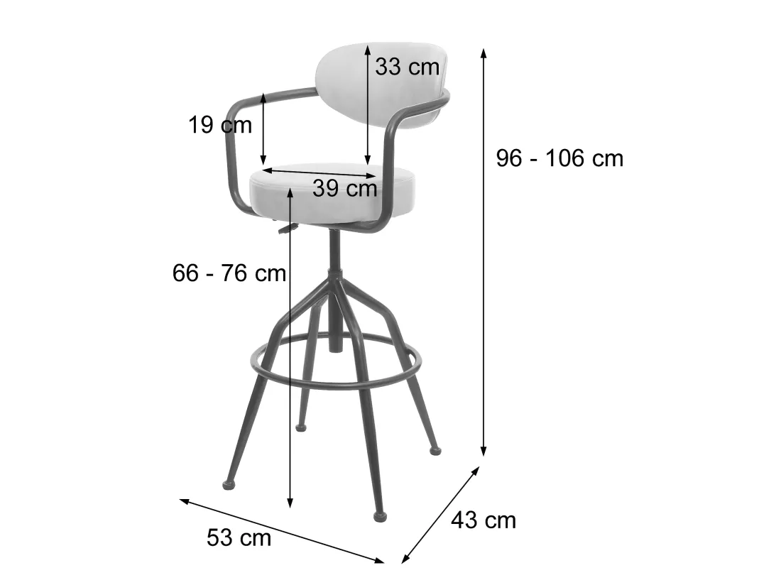 Tabouret de bar MCW-H10f, vintage beige