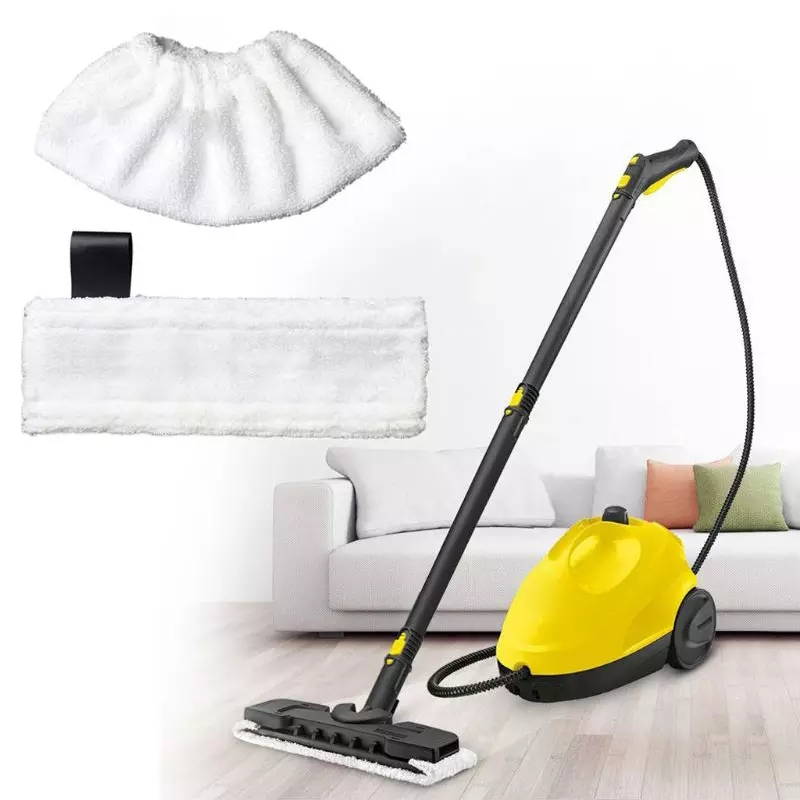 (6-tlg. Set) Mikrofaser Reinigungs Pads Tücher für Kärcher EasyFix Dampfreiniger - Weiss