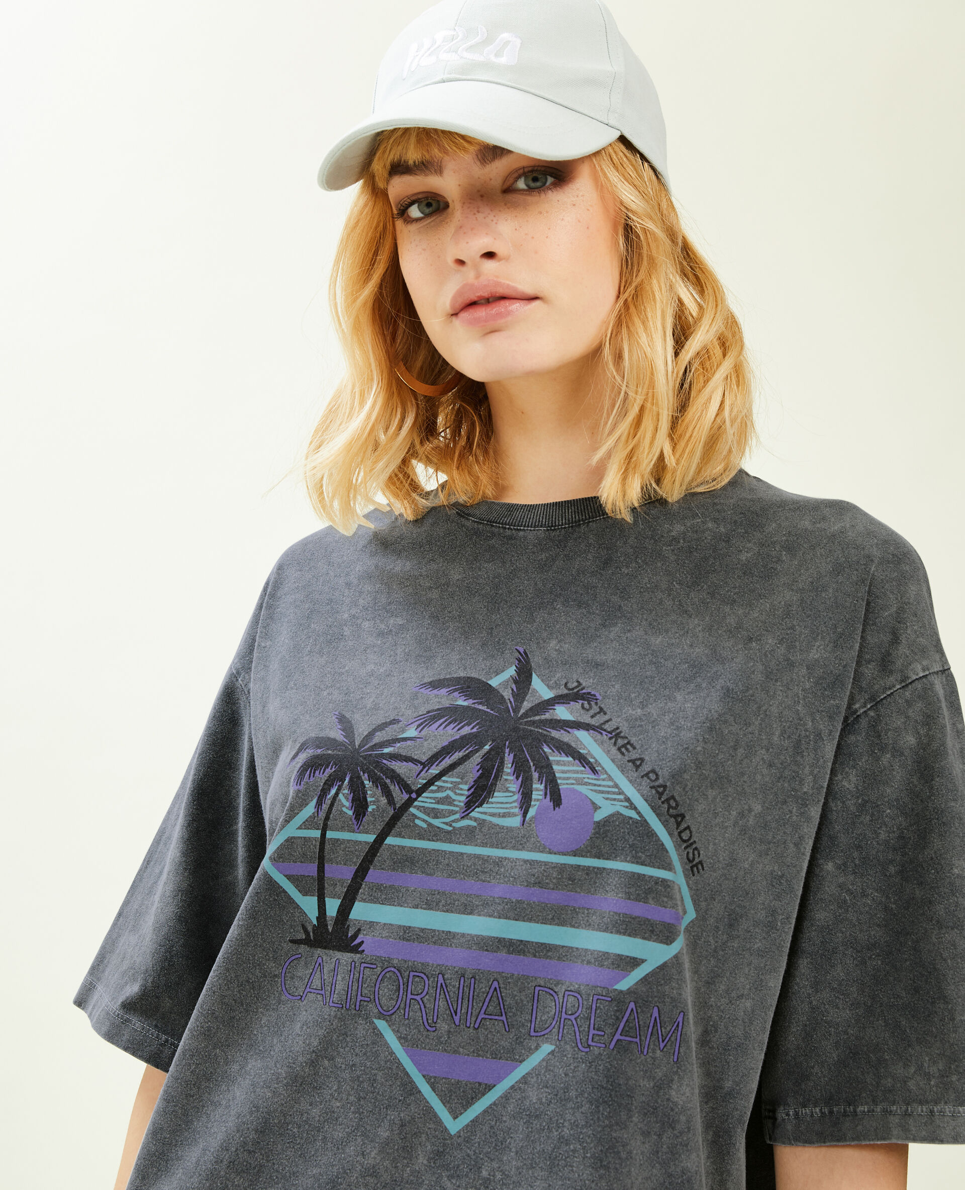 T-shirt oversize avec imprimé - Bleu clair