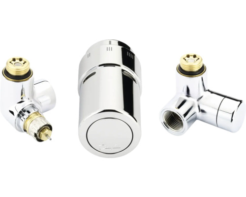 Danfoss thermostatische kraanset, hoektype RAX, voorinstelbaar, 1/2 inch, sensor links, chroom, 013G4004