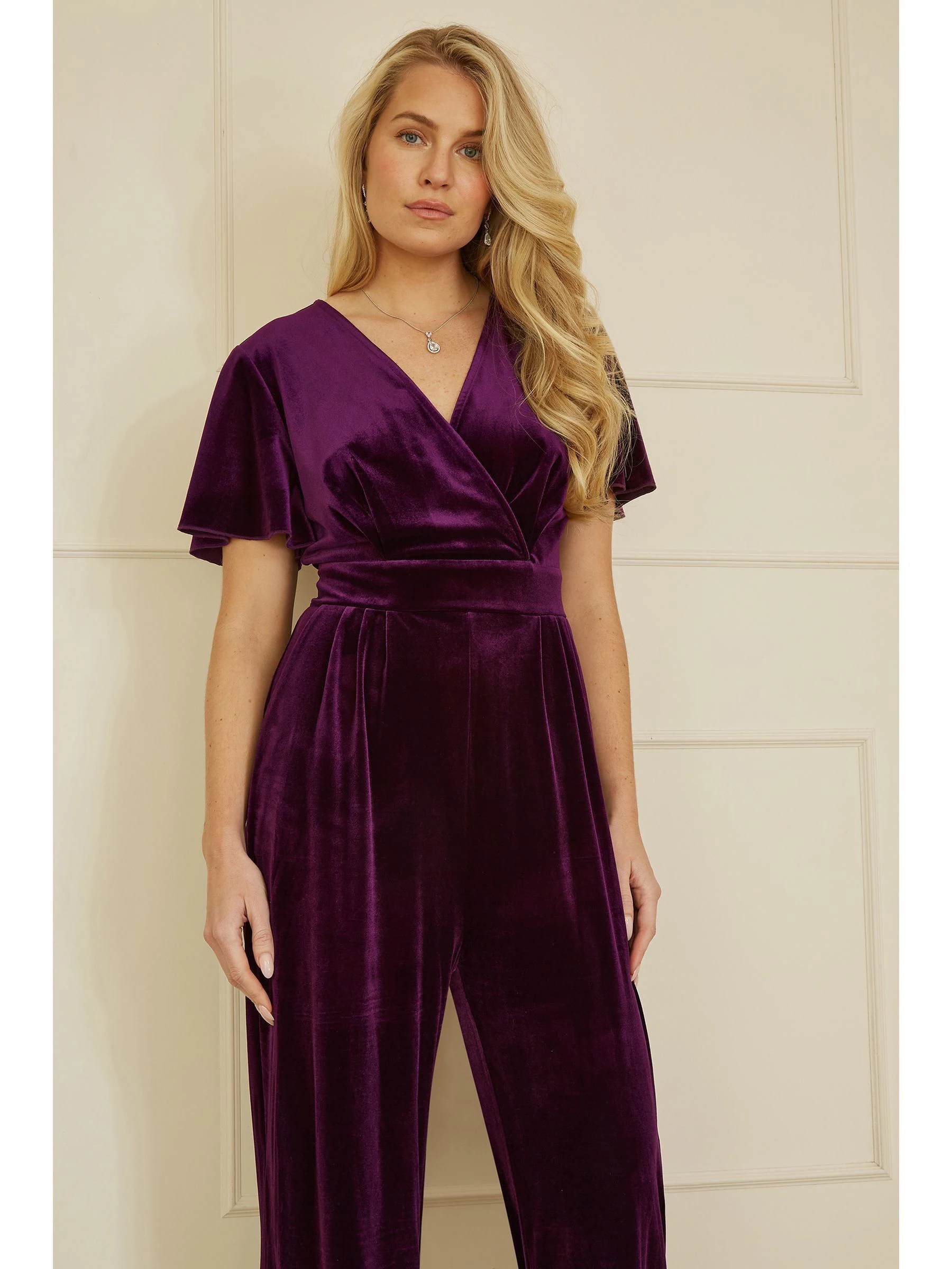 Paars - Yumi - Jumpsuit met engelenmouwen