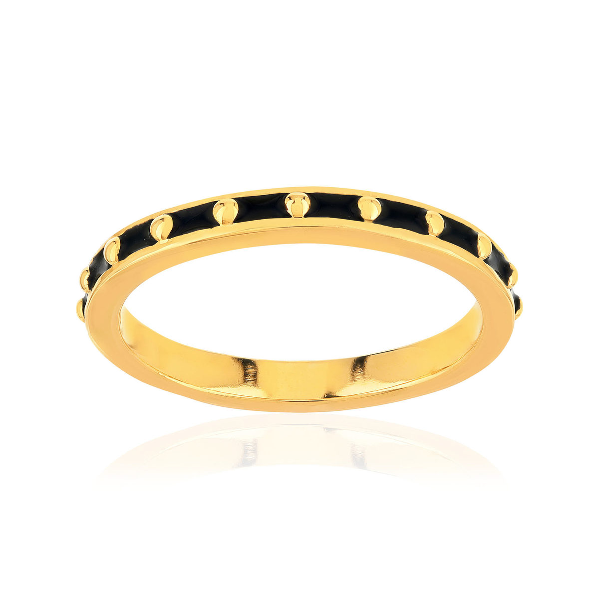 Bague plaqué or jaune et résine noire