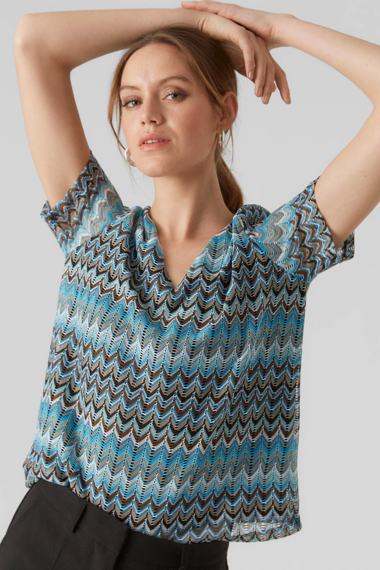 Blusa de manga curta - Azul