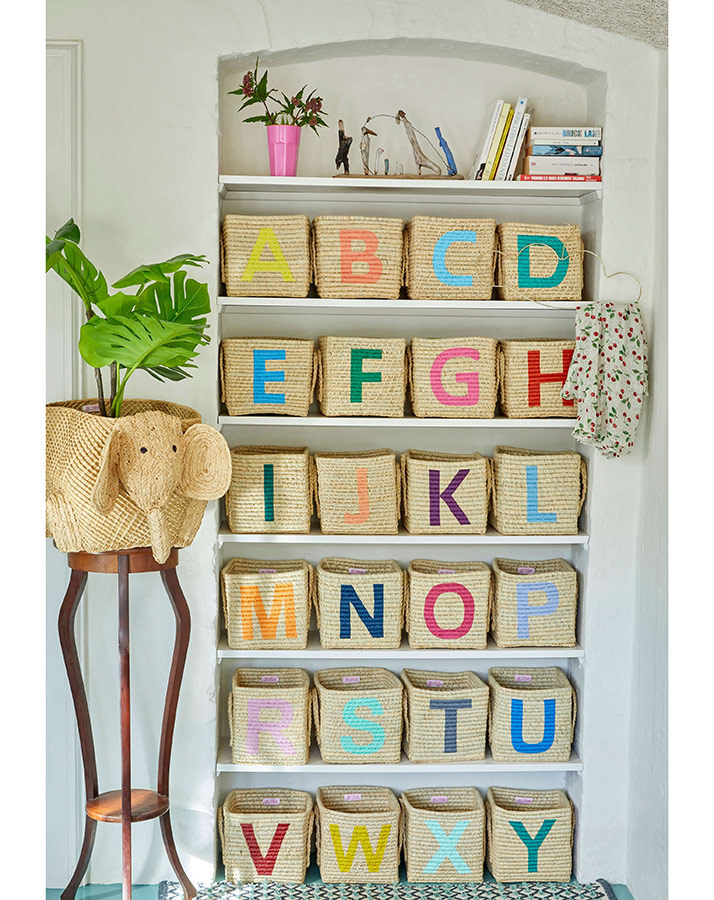 Raffia-Korb SQUARE – LETTER H