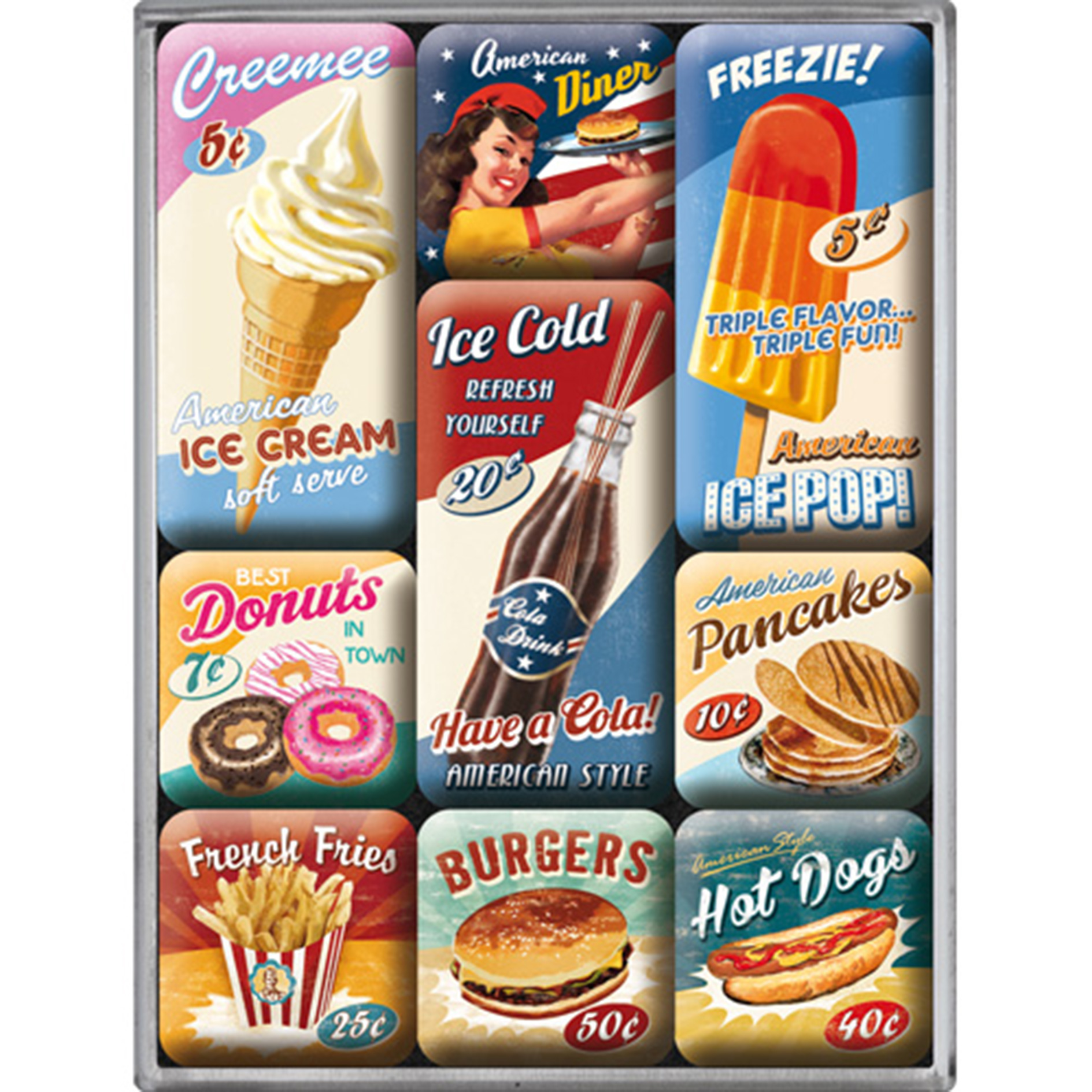 9-teiliges Magnet-Set - American Diner