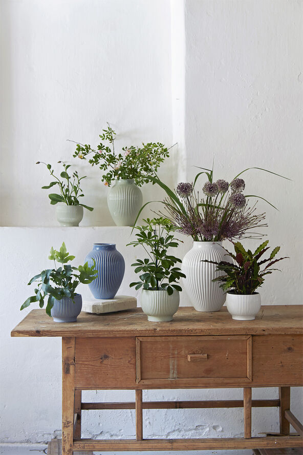 Knabstrup Keramik Knabstrup, vase, riller hvid, 27 cm Ripple white