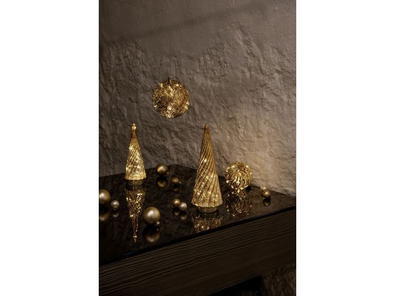 STT Glass ball brown, 15 cm Warmweiss LED Dekoration