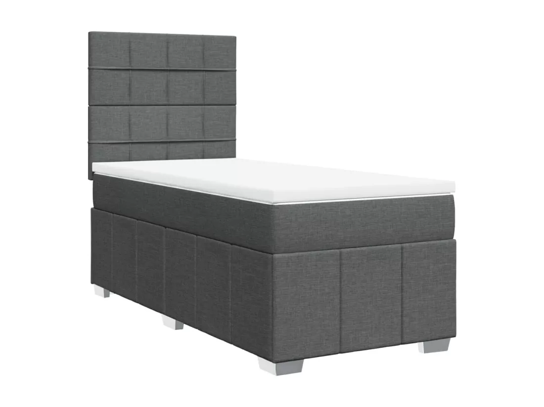 Sommier à lattes de lit et matelas Gris foncé 90x190 cm Tissu