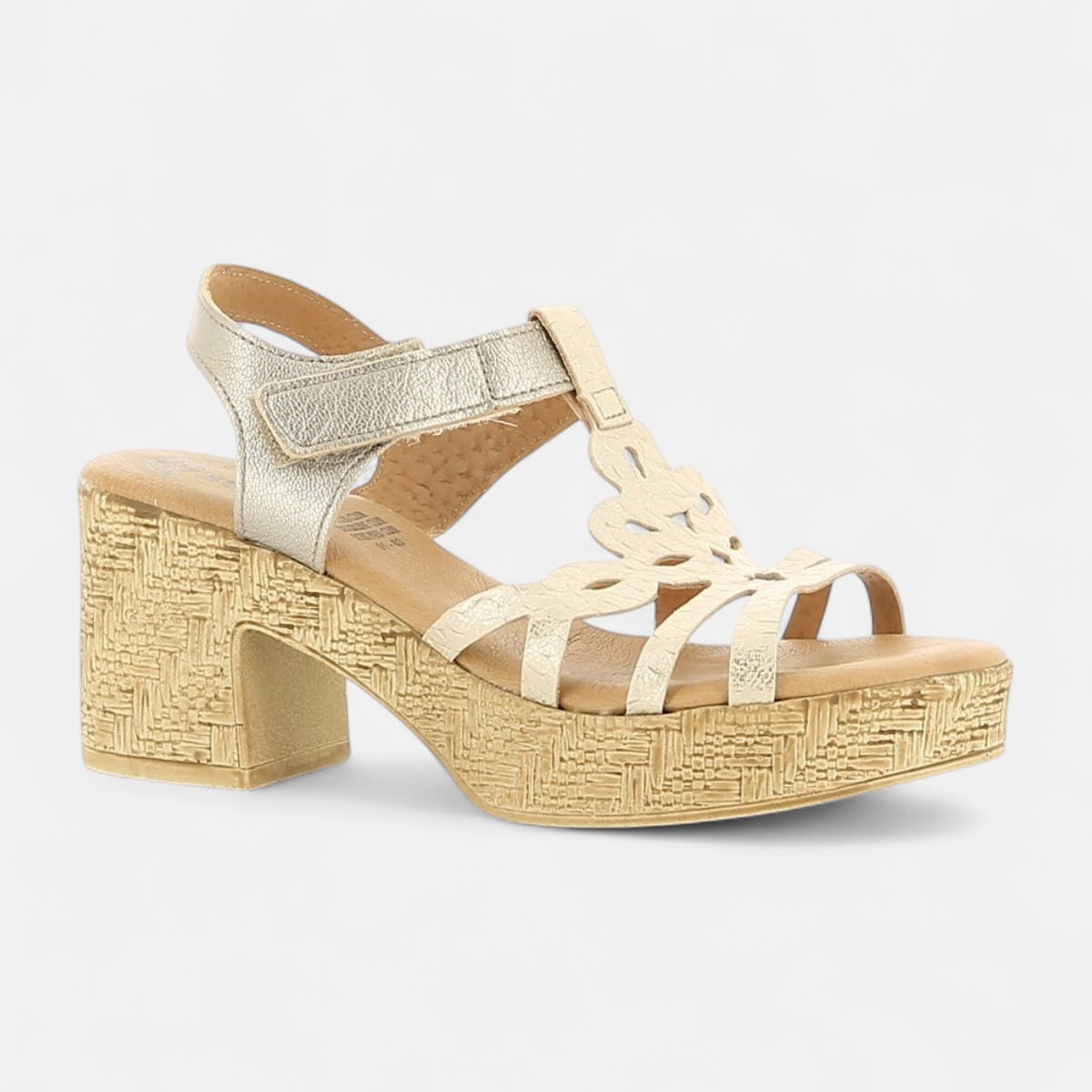 Nu-pieds à talon Femme en cuir or