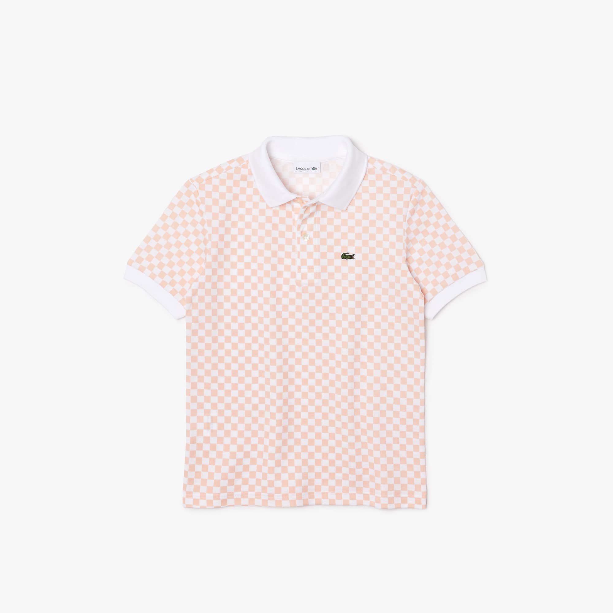 Polo garçon Lacoste avec imprimé damier en mini piqué de coton Polos - Rose - Lacoste - Garçon