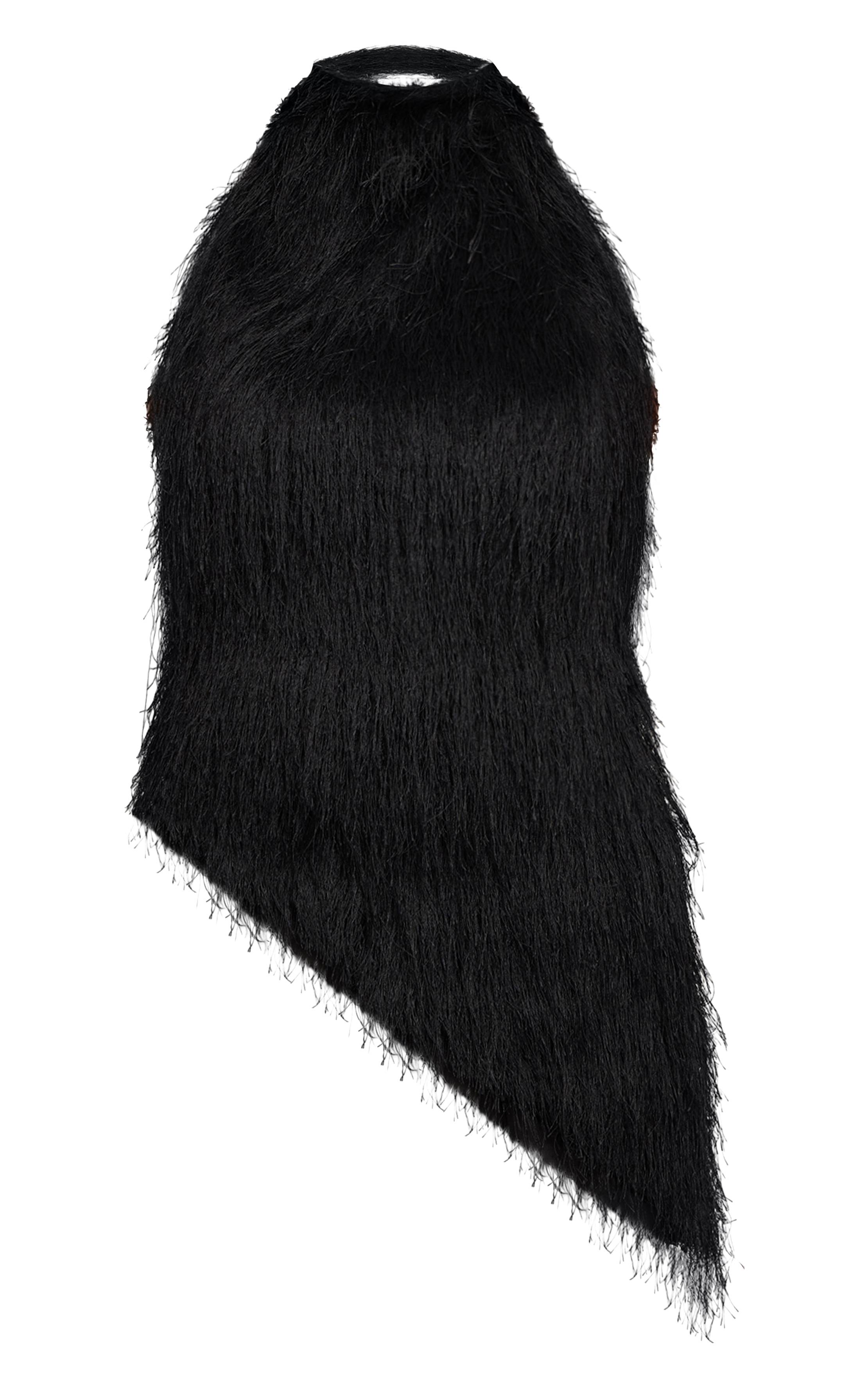 Noir Haut Sans Manches Asymétrique En Synthétique Texturée