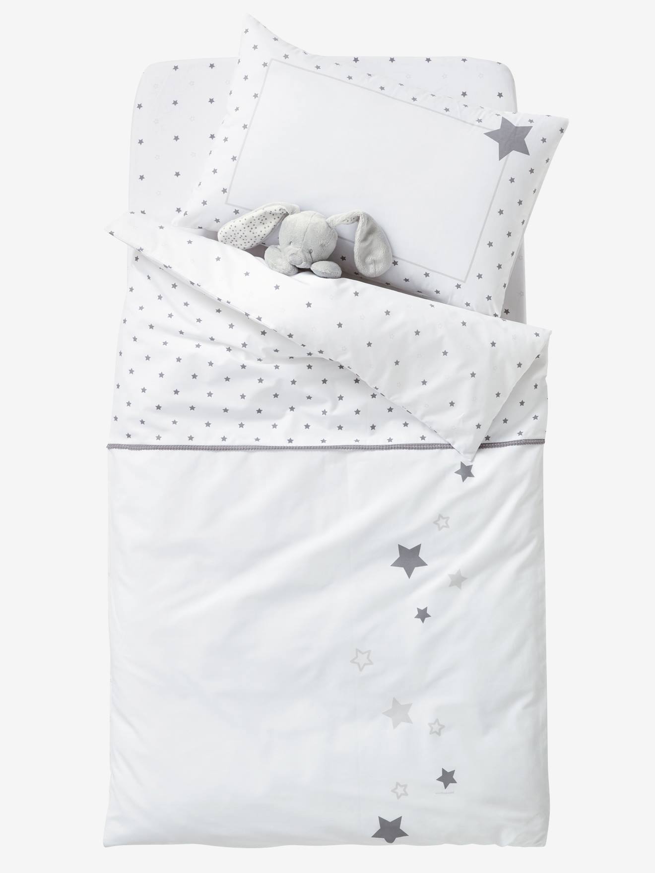 Capa de edredom Starry Rain branca/cinza