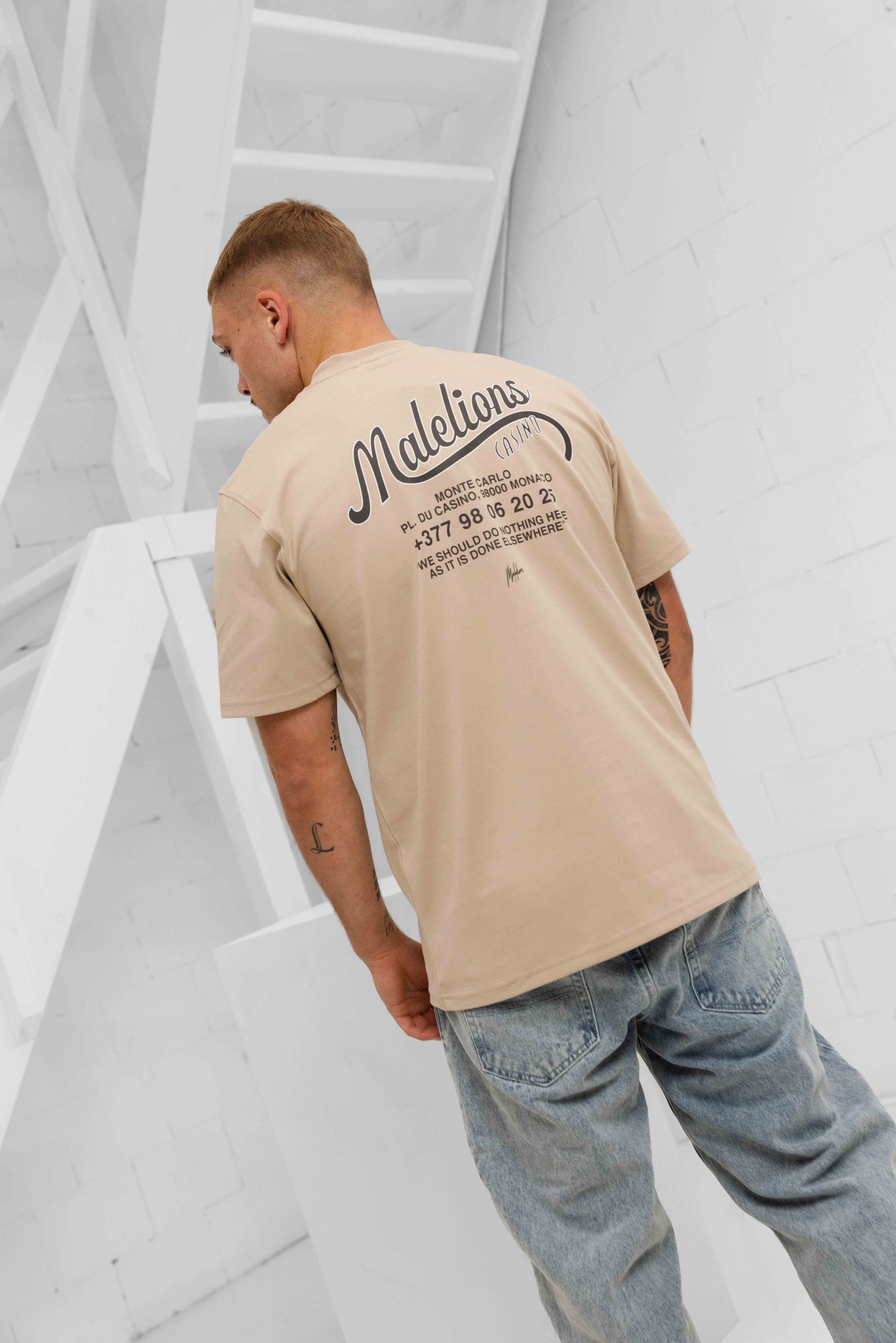 Malelions Casino T-Shirt Heren Beige