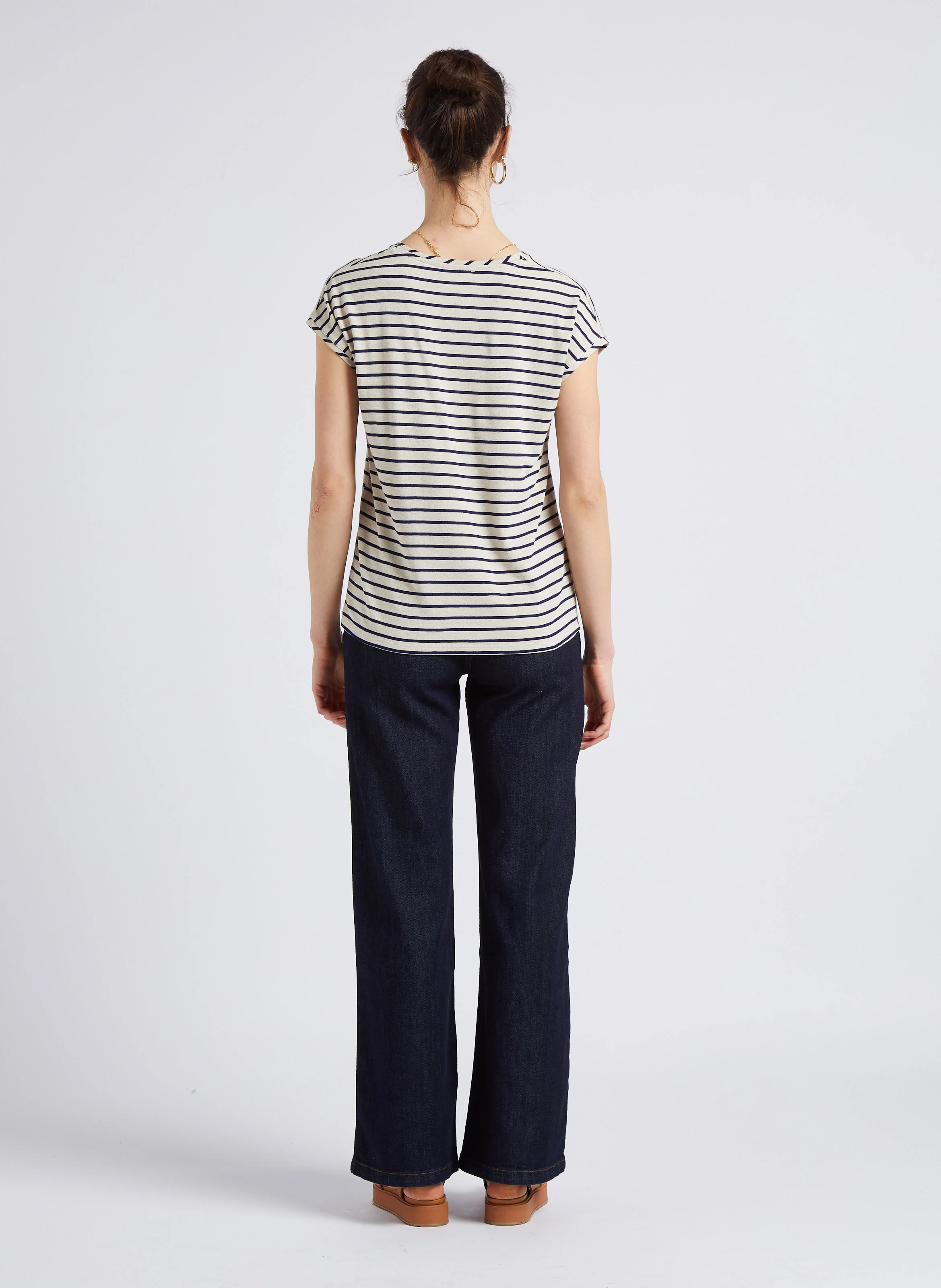 Jean flare en coton| Bleu