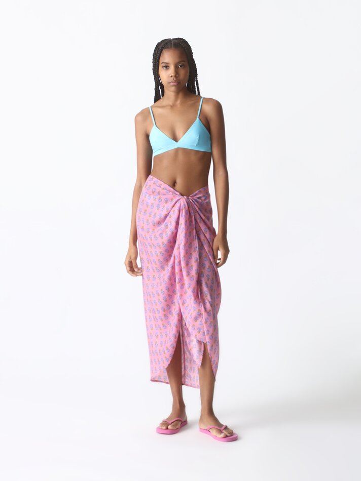 Saia pareô estampada - Rosa