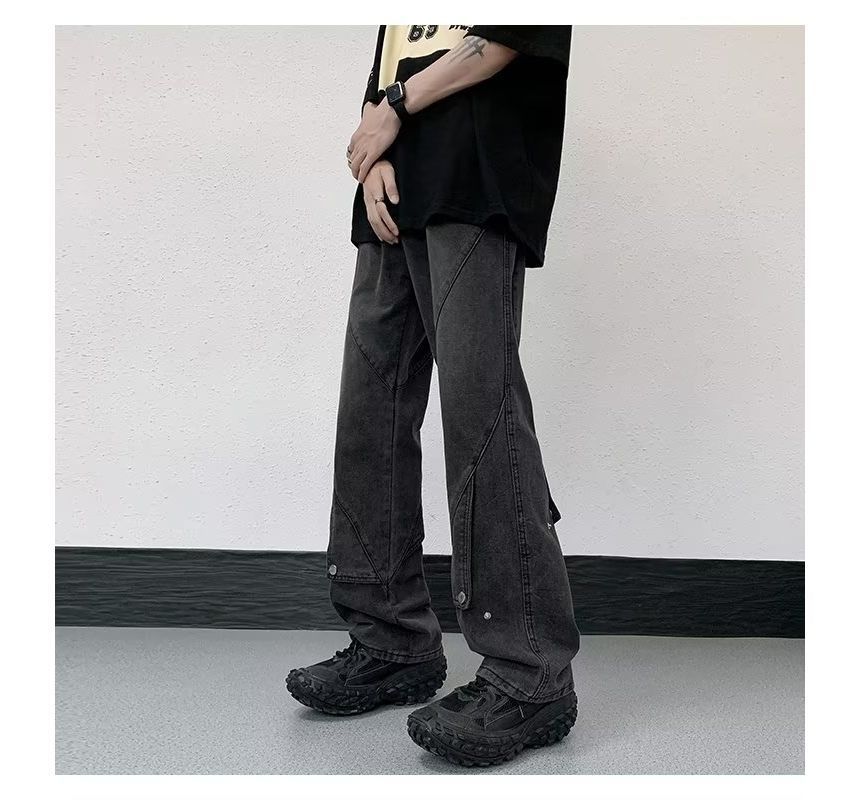 emeisa - High Waist Washed Wide Leg Cargo Jeans