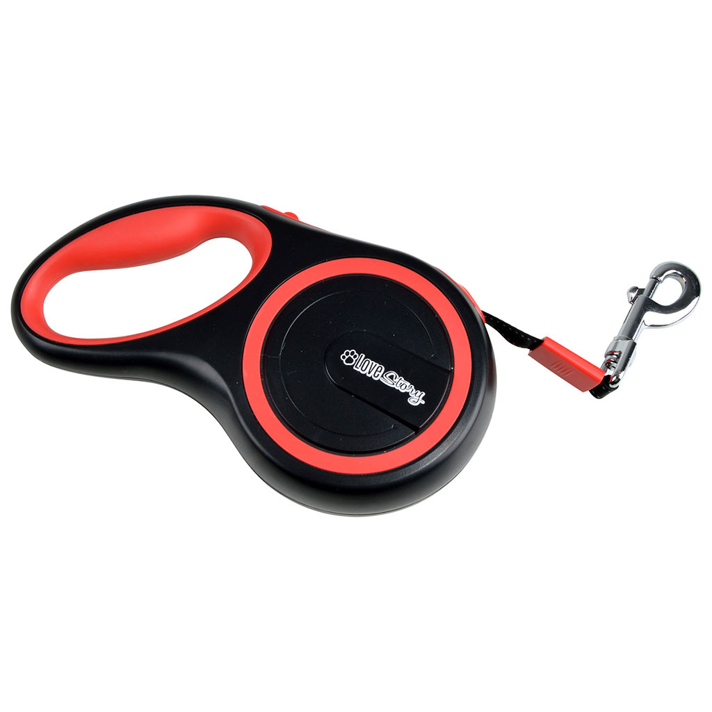 Laisse rétractable rouge et noire 8m