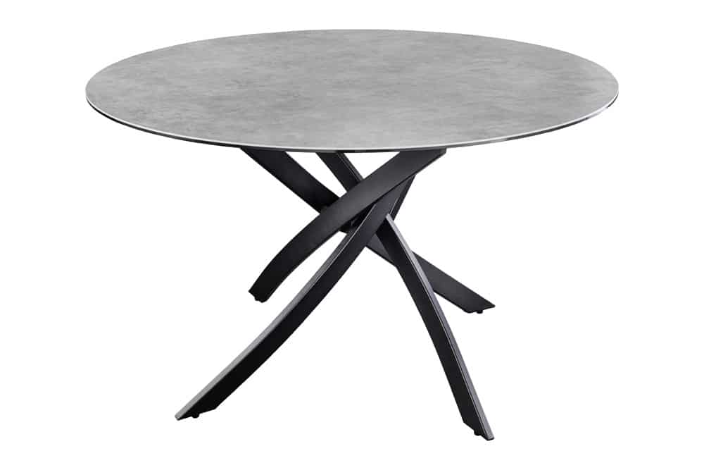 Runder Esstisch ALPINE 120cm anthrazit Keramik schwarzes Metallgestell