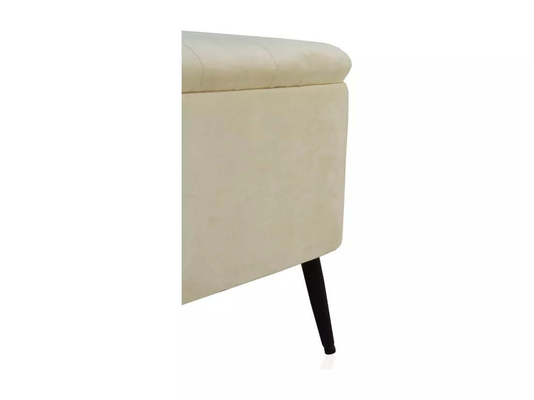 Tabouret tapissé en tissu velours beige avec pieds en métal