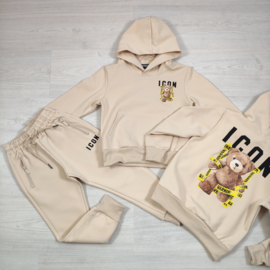Warning bear icon set - beige