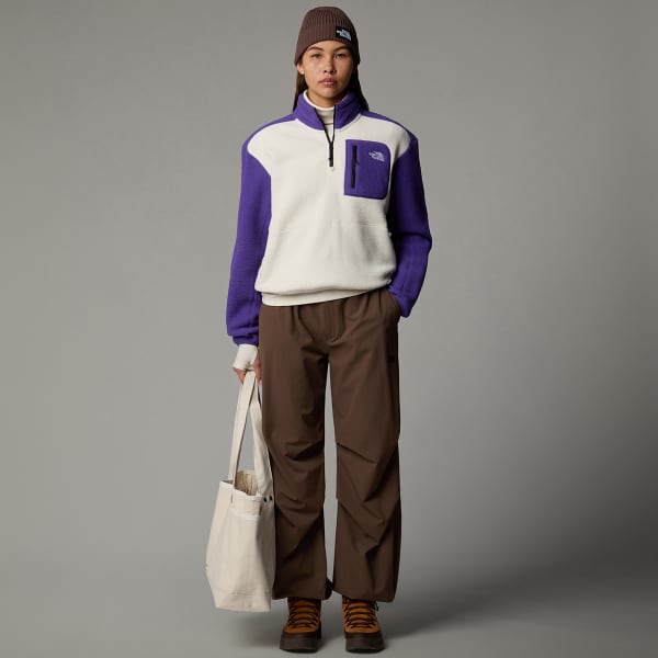 Sweat polaire THE NORTH FACE W YUMIORI 1/4 ZIP WHITE DUNE/PEAK PURPLE/TNF BLACK