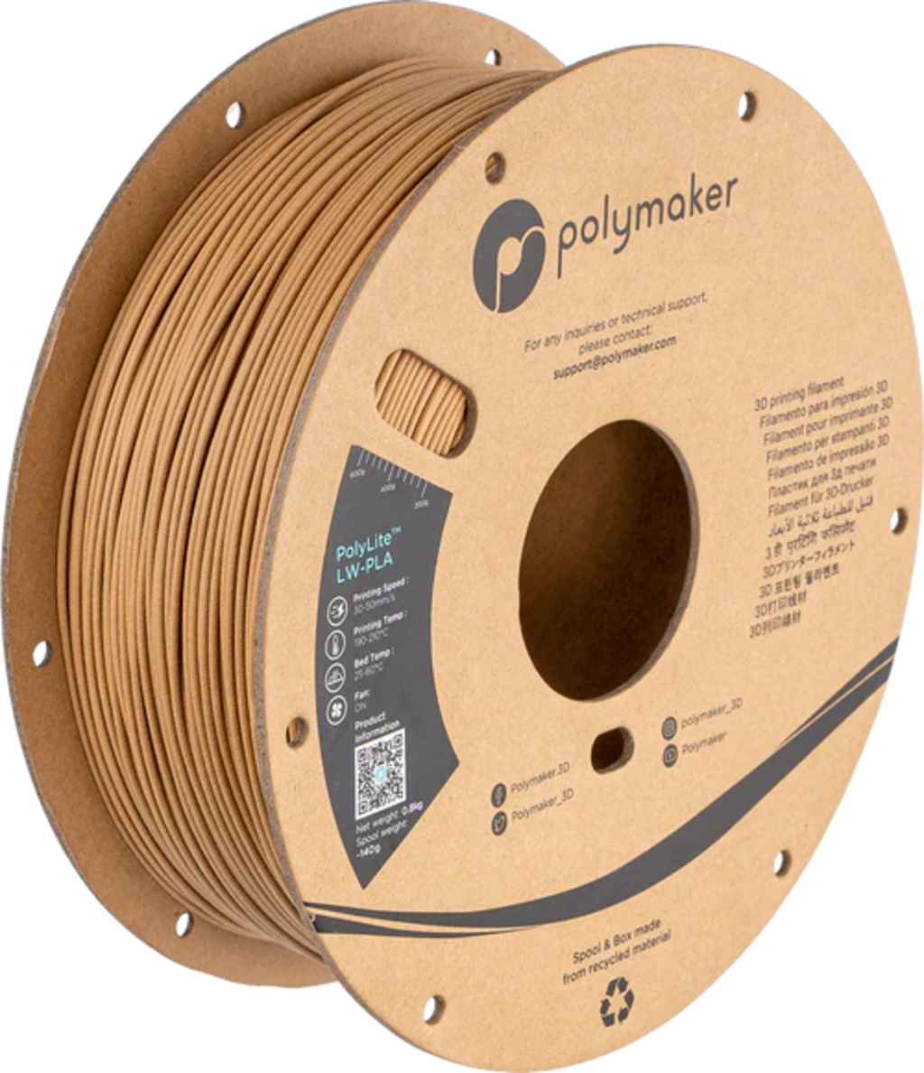 Polymaker  PolyLite LW-PLA Wood, 1,75 mm / 800 g    Vorgeschäumtes PLA-Filament